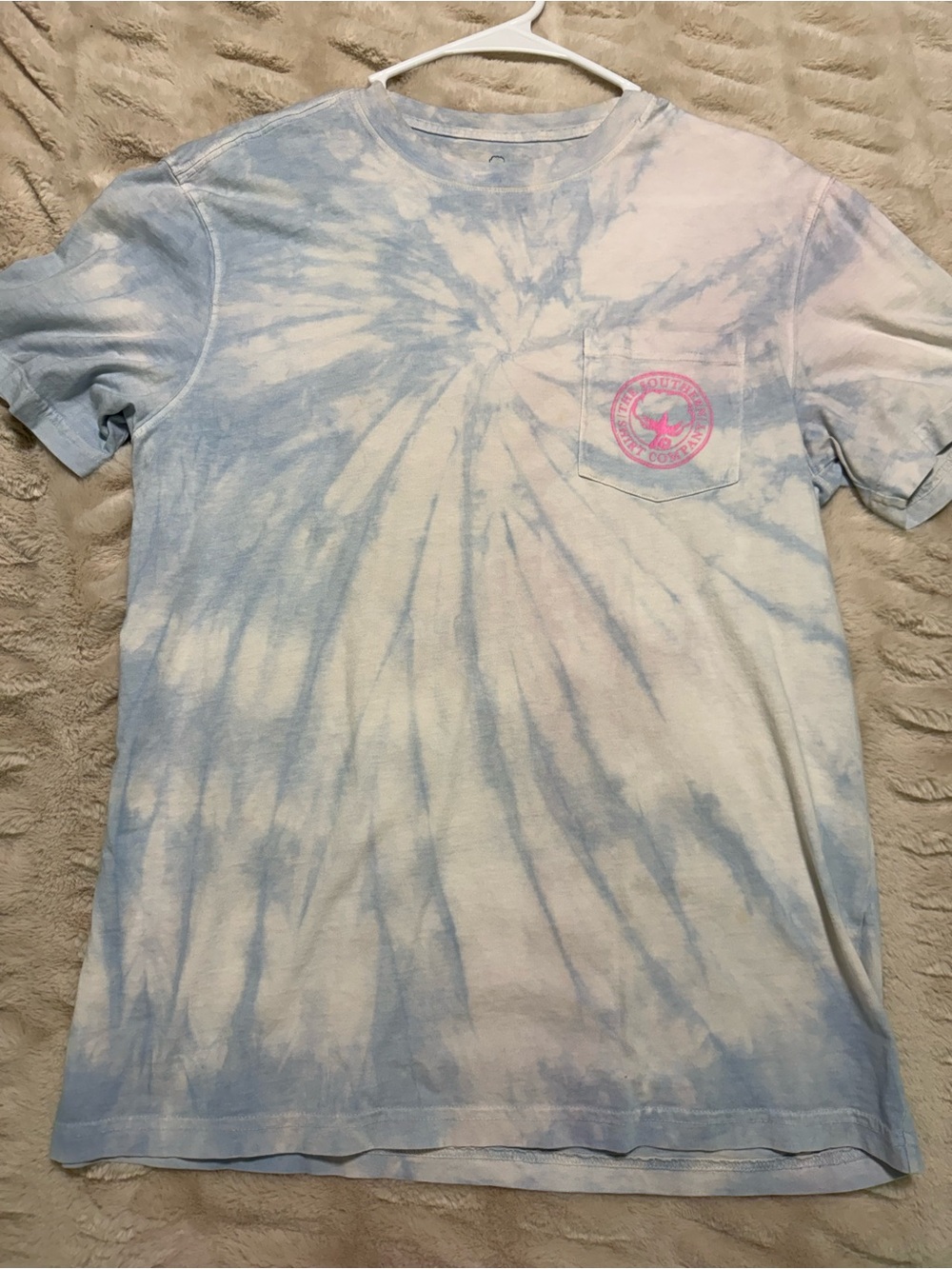 The Southern Shirt Company Kids Tie-Dye Pocket Tee - Light Blue & Pink Logo